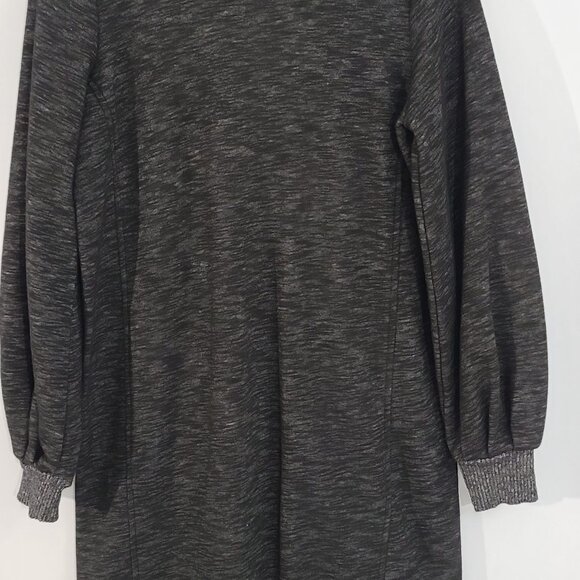Lou & Grey Cotton Blend Gray Black Balloon Sleeve Sweater Shift Dress Size Small - Picture 2 of 8